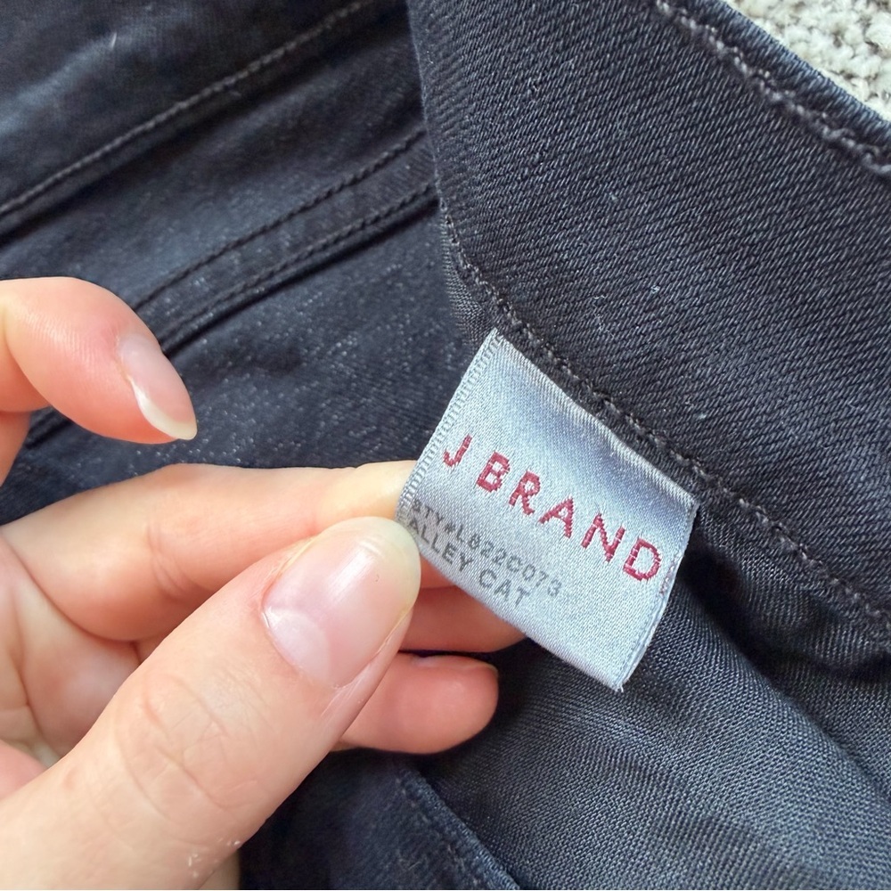 J Brand Black Skinny Alley Cat Zip-Off Lamb Leather Cuff Skinny Jeans Size 27 - Picture 7 of 10